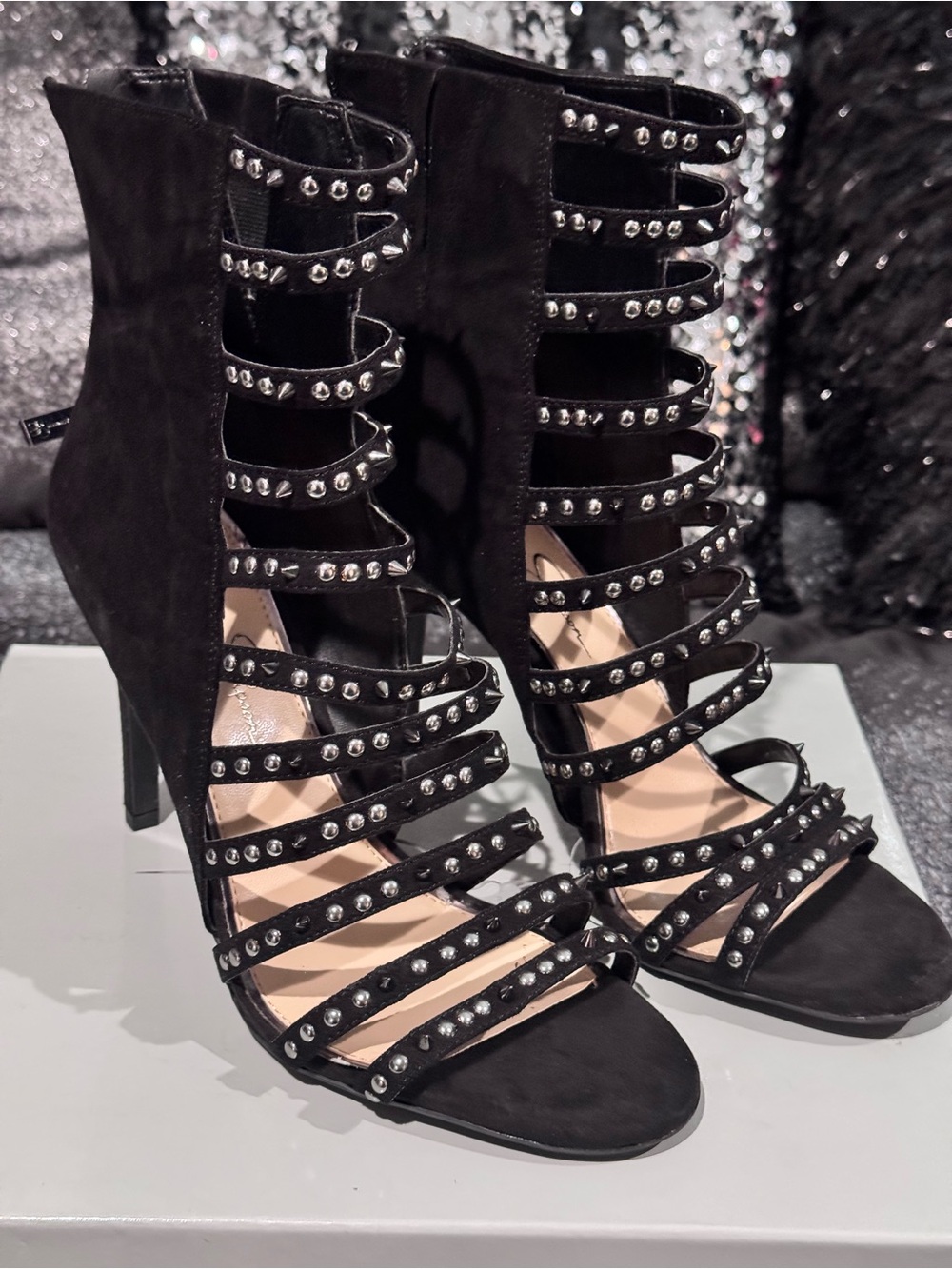 Jessica Simpson Strappy High Heel Sandal/ Caged Bootie - Black